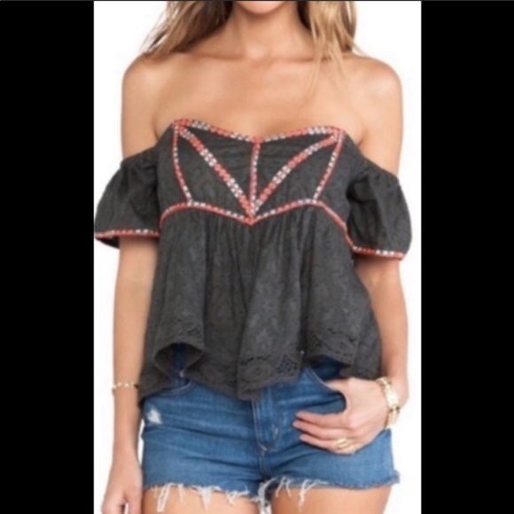 Free People Tops - Free People Off Shoulder Boho Crop Embroidered